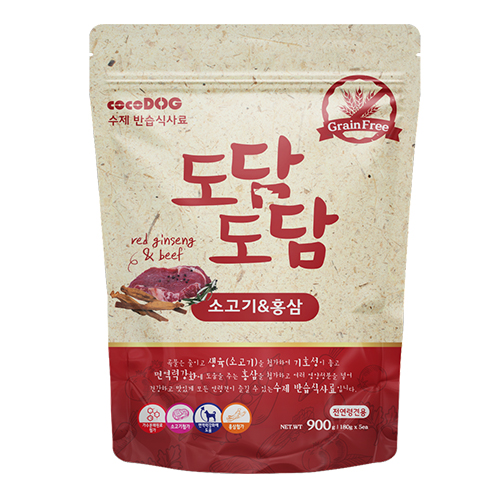 코코독 도담도담 수제 반습식 사료 한우&홍삼 900g